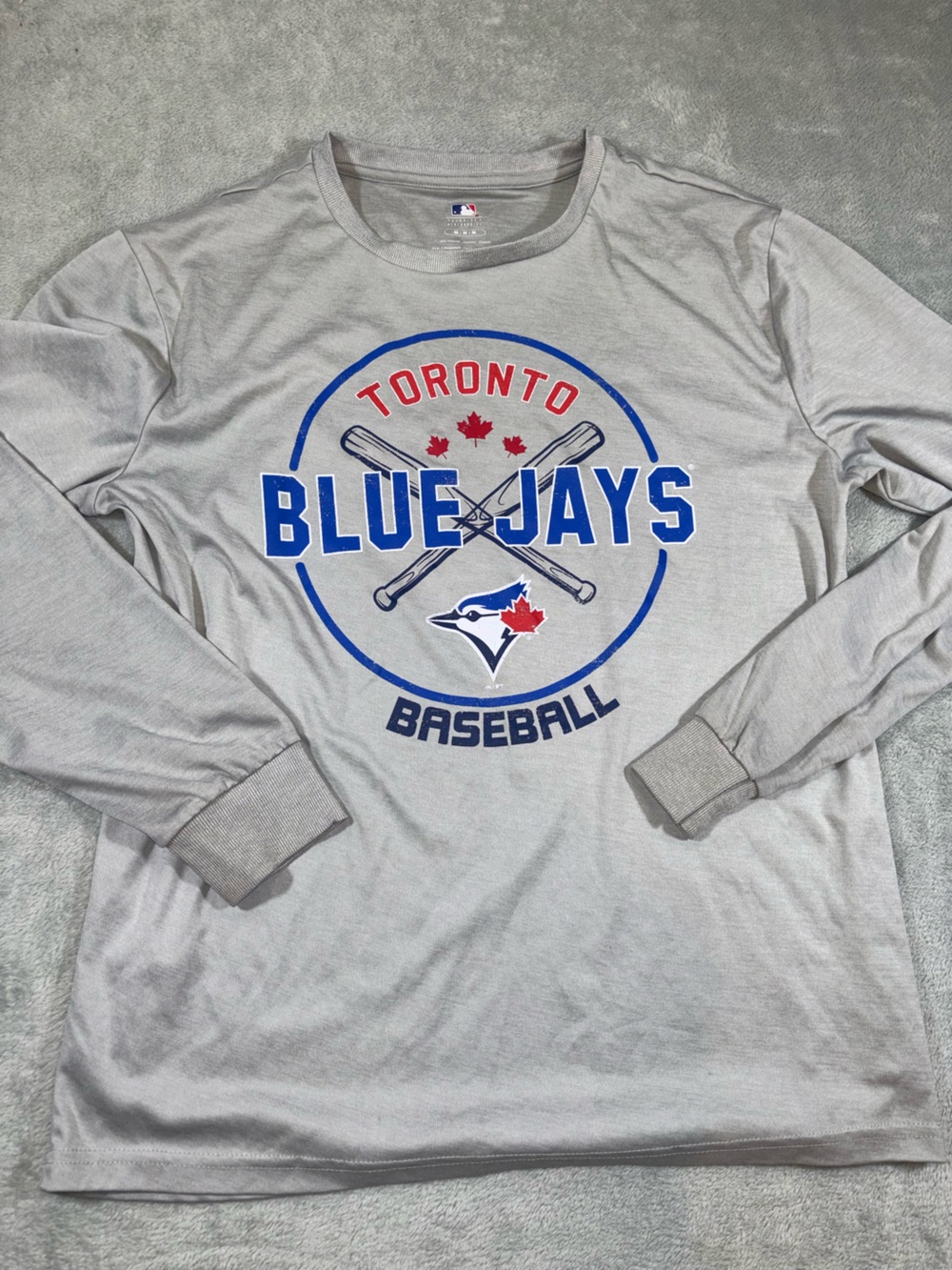 Toronto Blue Jays MLB Grey Graphic Long-Sleeve Shirt - Medium